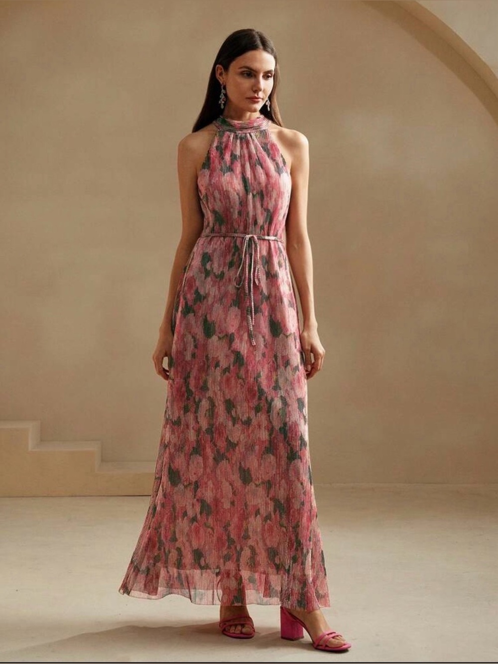 Pink floral dress